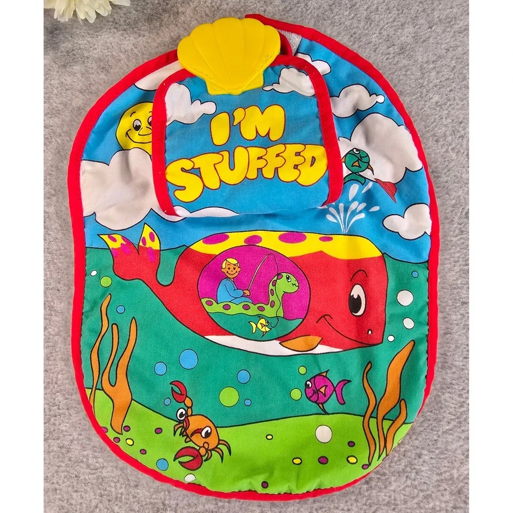 Munchkin Vintage 2000 Whale Sea Life Baby Bib w/ Shell Teether Y2K Colorful